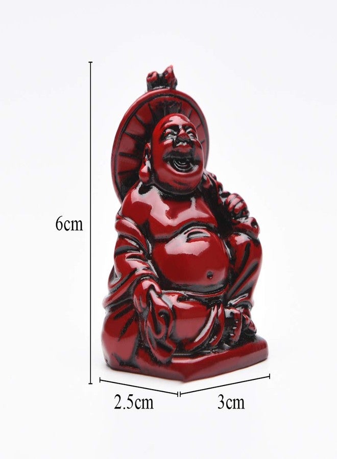 BRABUD Feng Shui 2in Red Resin Laughing Buddha Statue Figurines Set of 6 BS001 - Image 2